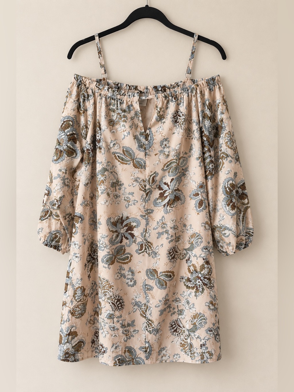 Hayden LA Peach Floral Elasticized Neckline Tunic Mini Dress NWT M #1371